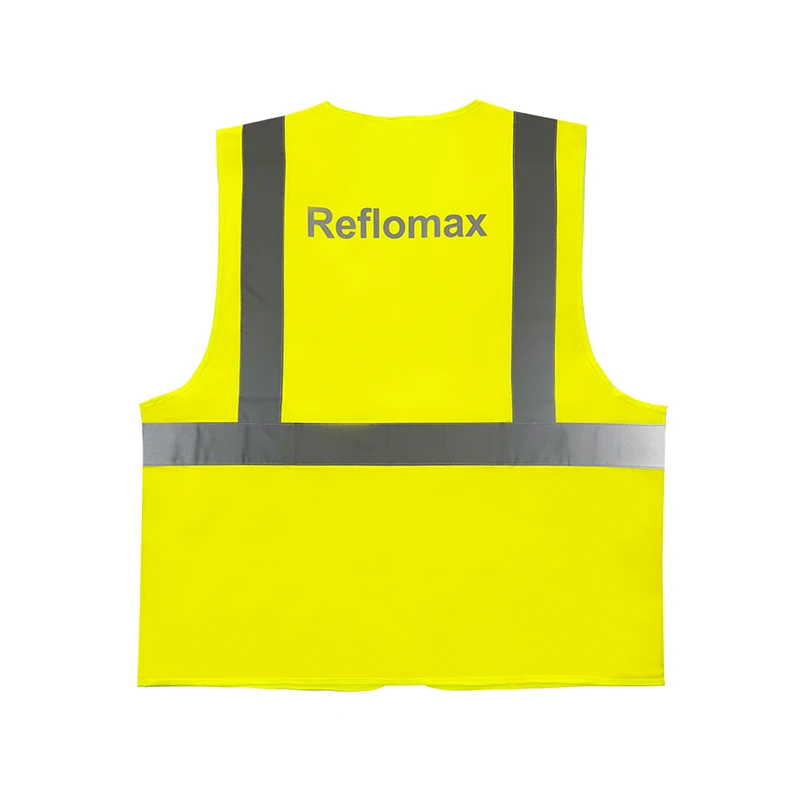 Reflomax High Visibility Reflective Vest Sleeveless Motorcycle Jacket for Road Safety Clothing with Pocket Zipper