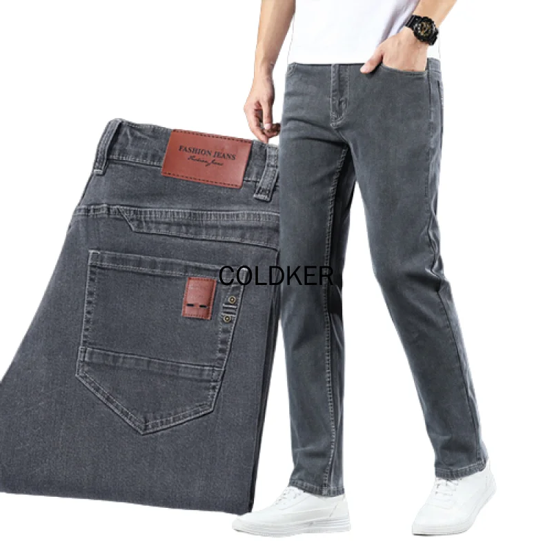 

COLDKER Spring Slim Fit Male jeans pants Blue Straight Stretch Regular Jeans for Men Black Denim Pants High Quality Trousers