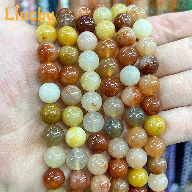 Naturstein, rote Gold-Jade-Chalcedon-Perlen für die Schmuckherstellung, DIY, Damen-Ohrringe, Accessoires, Ringe, 15" Strang, 4/6/8/10/12 mm – Detail 2