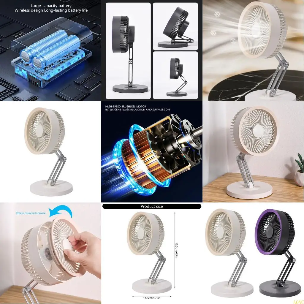 A0NC Modern Small Desk Fan with 360 Degree Rotations USB Connectivity Low Noise Design Suitable for Indoor and Outdoor Use