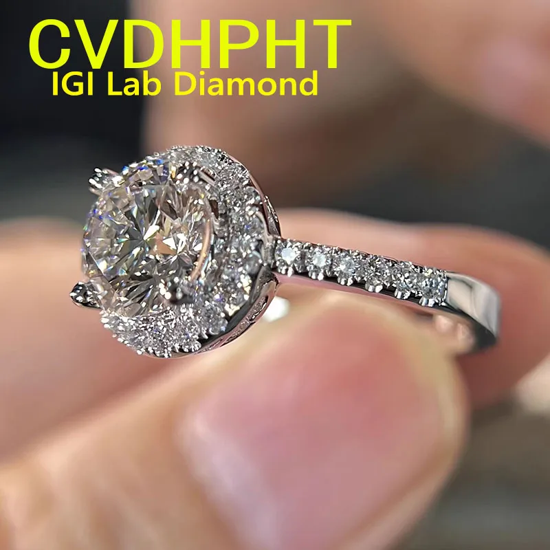 

Идеальное кольцо 5 карат, настоящее твердое белое золото 14 карат, выращенное в лаборатории кольцо с бриллиантом IGI, круглая огранка D VS1, свадебное обручальное кольцо