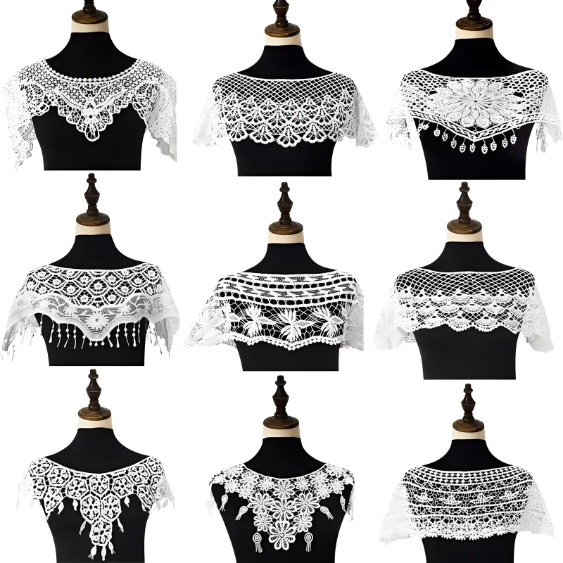 Fashion Tassel Lace Scarf Women Creative Hollow Out False Collar Shawl Spring Summer Elegant Ladies Poncho Foulard Wraps Femme