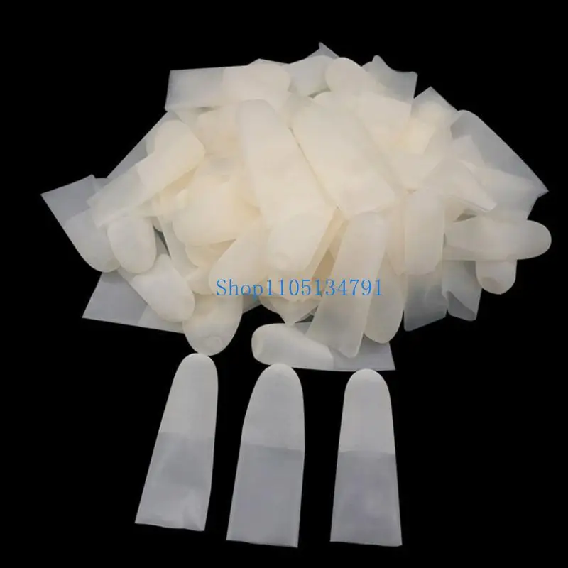 مجموعة 98 كم مكونة من 100 غطاء أصابع من اللاتكس الشفاف للحماية ضد الكهرباء الساكنة ومقاومة للماء