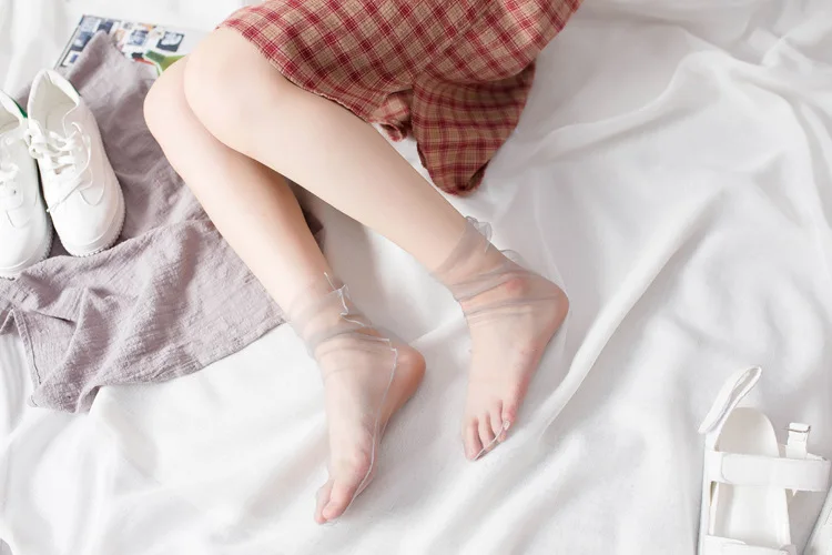 Neue Rosa Lose Dünne Mesh frauen Socken Kawaii Harajuku Retro Crew Socken Solide Transparent Sommer Streetwear Kurze Socken Japanischen – Detail 10