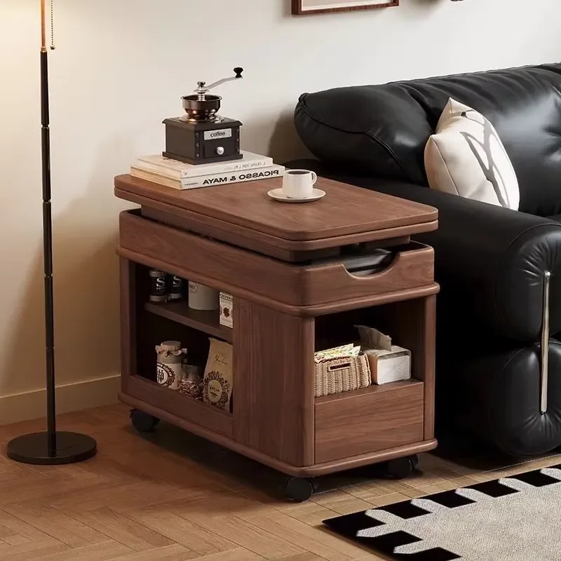 Modern Design Solid Wood Multifunctional Coffee Table for Small Apartments Lift Fold Move-for Home Use & Sofa Side Living