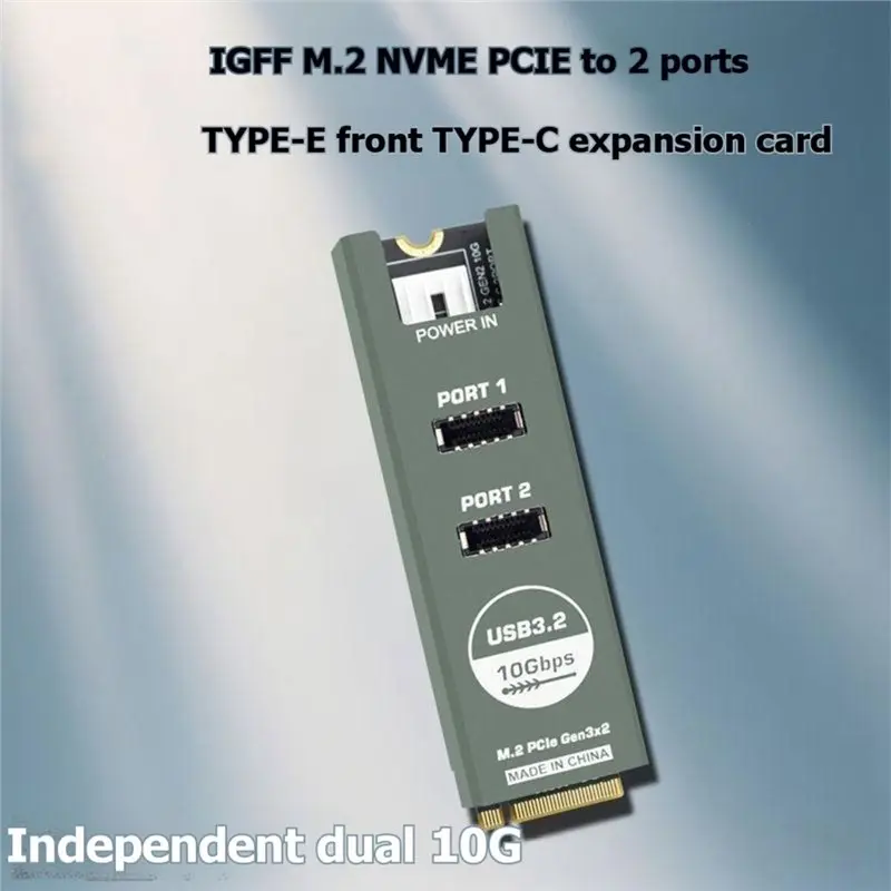 A53M-M. 2 Pcie Expansion Card USB 3 Type-E& Type-C Dual-Port Adapter ASM3142 Front-Panel Type-C 10Gbps With Enclosure
