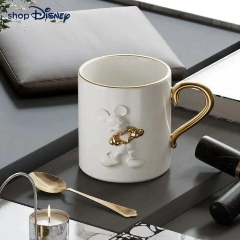 Disney Authentic Mickey Love Cup Couple A Pair Of Embossed Mugs Ceramic Cups Coffee Cups Girls' Office Cups Home Birthday Gifts