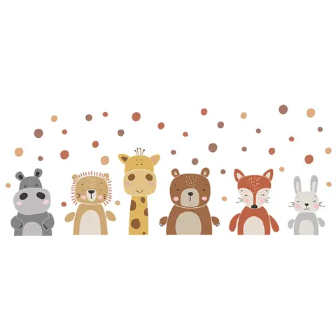 बोहो प्यारा जिराफ़ भालू पशु डॉट्स दीवार स्टिकर नर्सरी विनाइल बच्चों की दीवार कला Decals बच्चे बच्चों के कमरे घर सजावट के लिए 10 best sales शिशु नर्सरी - №4