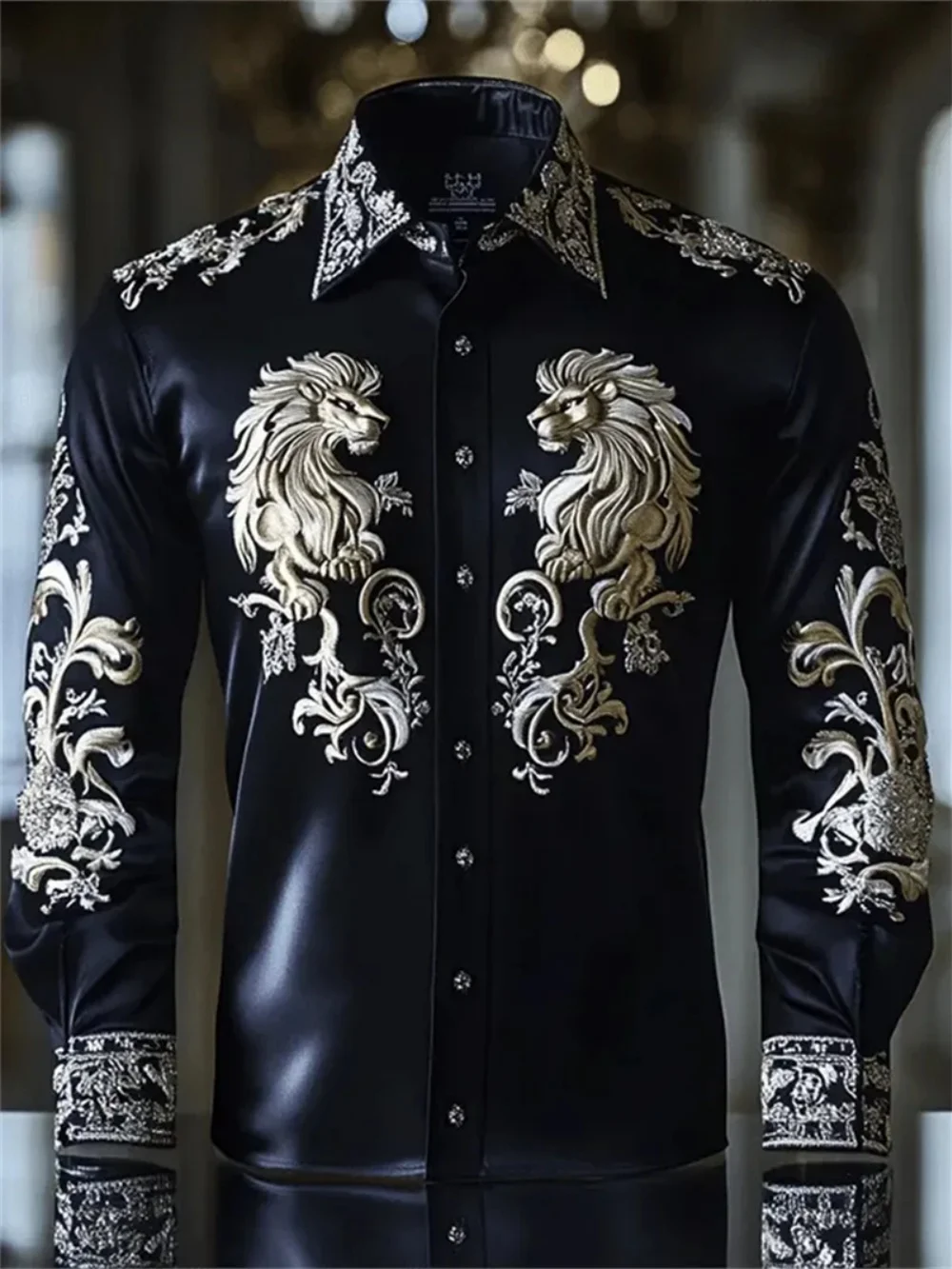 Men's Long Sleeved Shirt Lapel Design Fashionable Luxury Print Comfortable Soft Plus Size for Social Parties Fast Delivery