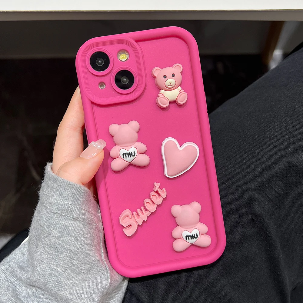 Cartoon Silicone Phone Cases For iPhone 16 15 Pro Max Cover 14 13 12 11 Pro 16 15 14 7 8 Plus X XS XR XS Max 7 8 SE Protective