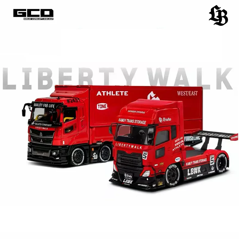 GCD 1:64 UD & LBWK LB-Trucks UD QUON Head /  Fuso Super Great  Super Silhouette Red Black Diecast Model Car