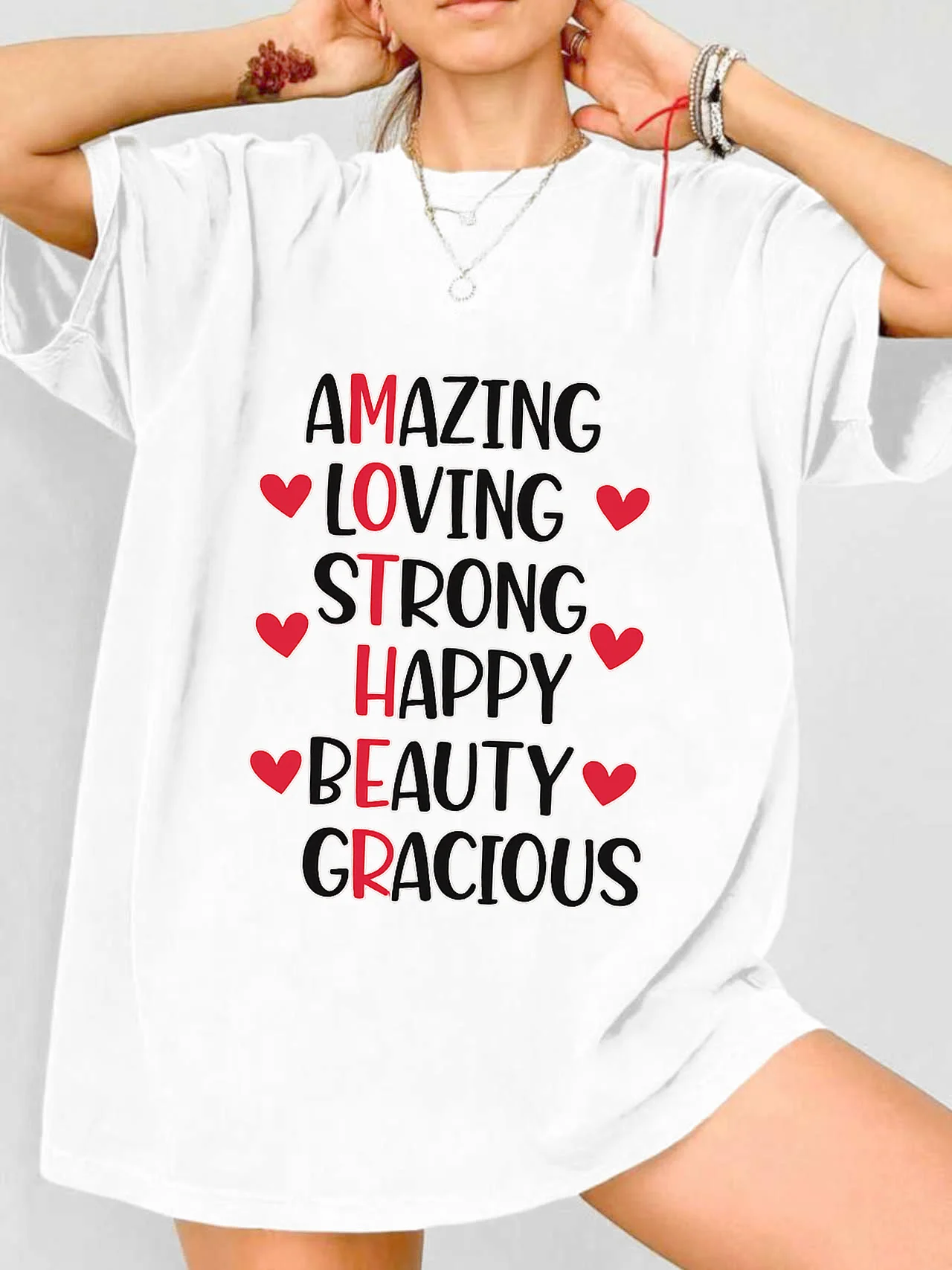 

【WDS0050】Plus size women's round neck short sleeve T-shirt with elastic half sleeves and trendy prints