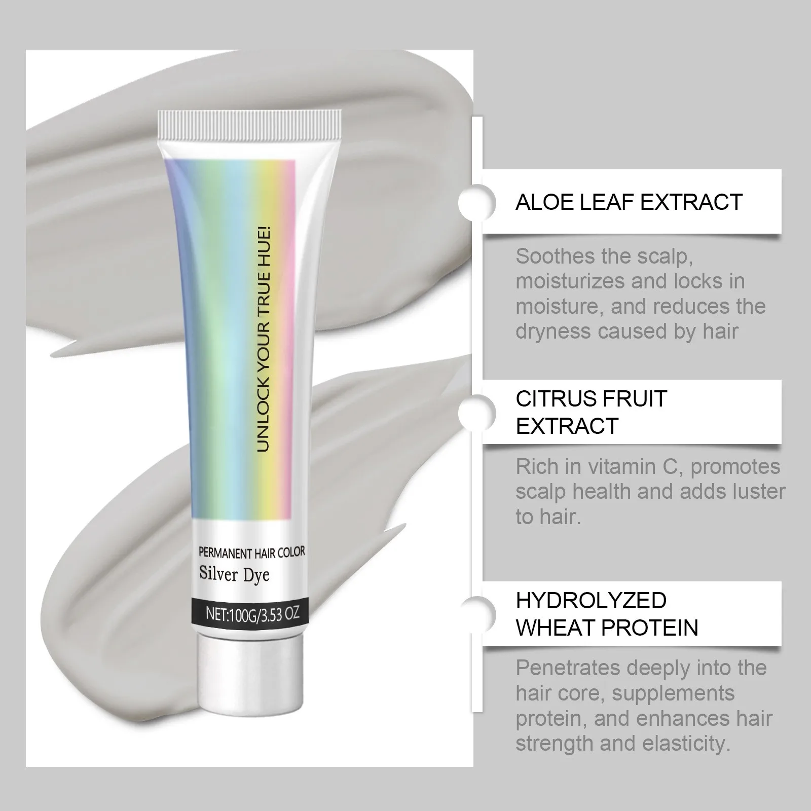 Matte Silver Hair Dye Nourishes And Nourishes Hair Care Plant Extracts Do Not Damage Hair Long-Lasting Hair Dye