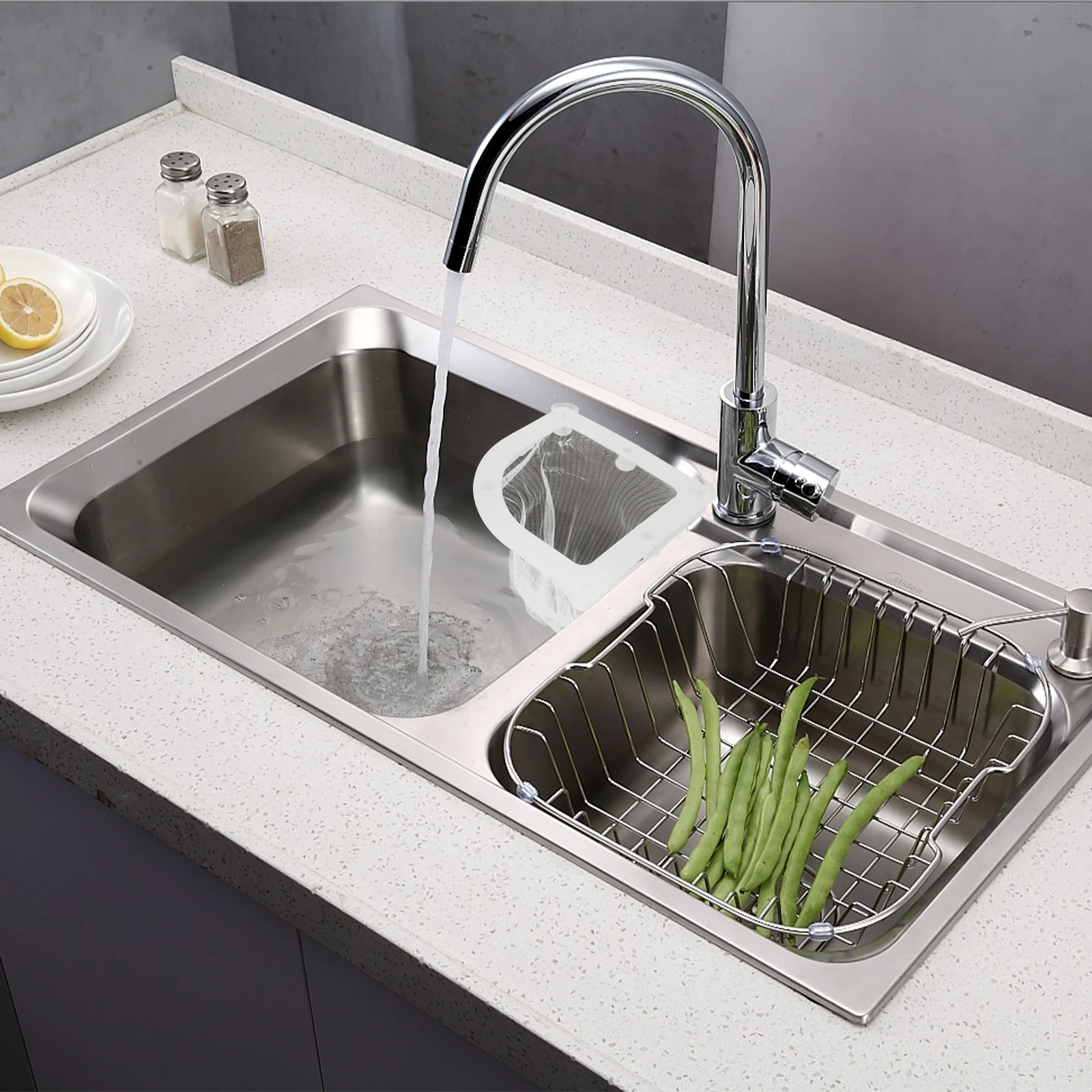 

Plastic Sink Strainer Filter Screen Large Capacity Anti Blocking Food Debris Collector Easy Cleaning Drainage Basket for Sink