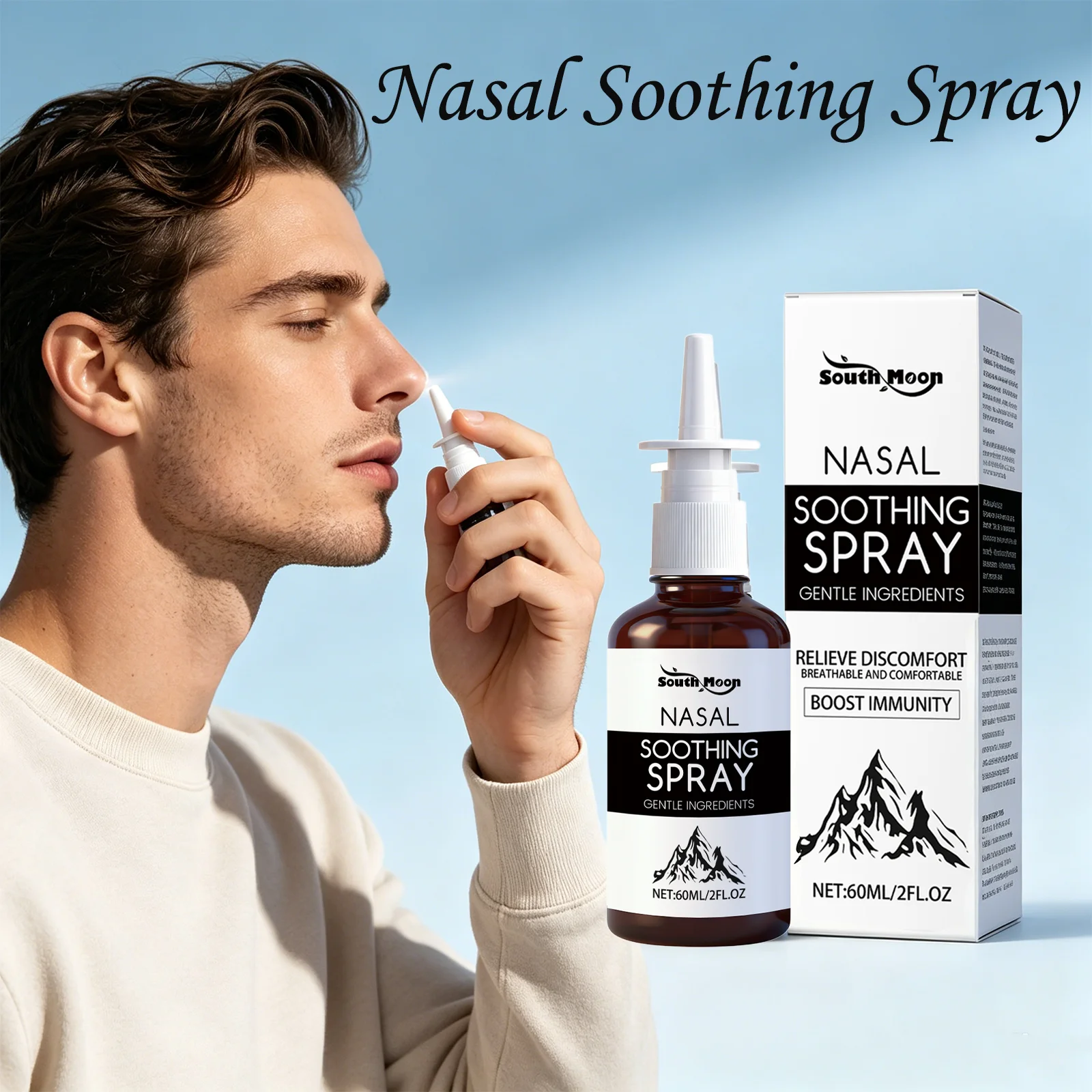 

South Moon Nasal Soothing Spray Mild Formula Nasal Discomfort Relief Soothing Lung Protection Immunity Boost Nasal Care Spray
