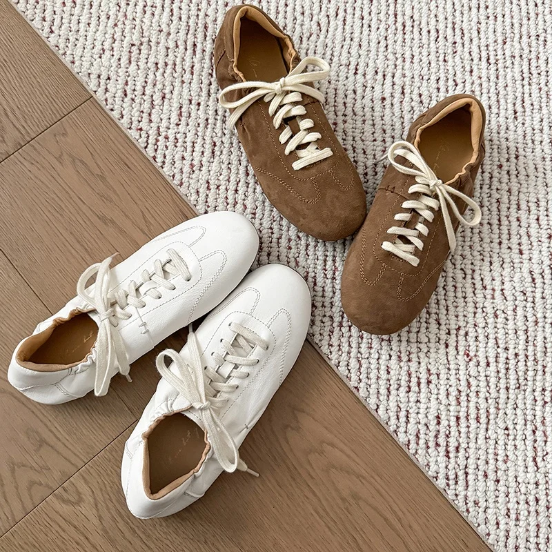 Old Money Relaxed Fit German Army Trainers Women Vintage Vegetable Tanned Leather Sneakers Minimalist Quiet Luxury Retro Court view 4