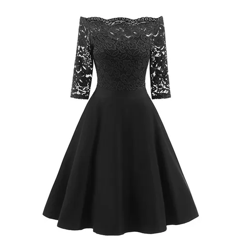 Imagen 2 del producto Bella Philosophy 2019 Otoño Invierno vestido de mujer floral ahuecado vestido de fiesta femenino de manga corta slash vestido de fiesta imperio