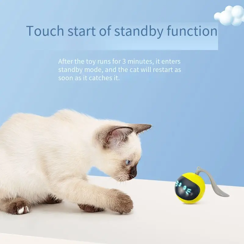 Smart Interactive Cat Toy Colorful LED Self Rotating Pet Ball Toys USB Rechargeable Kitten Automatic Ball Toys Cat Accessories