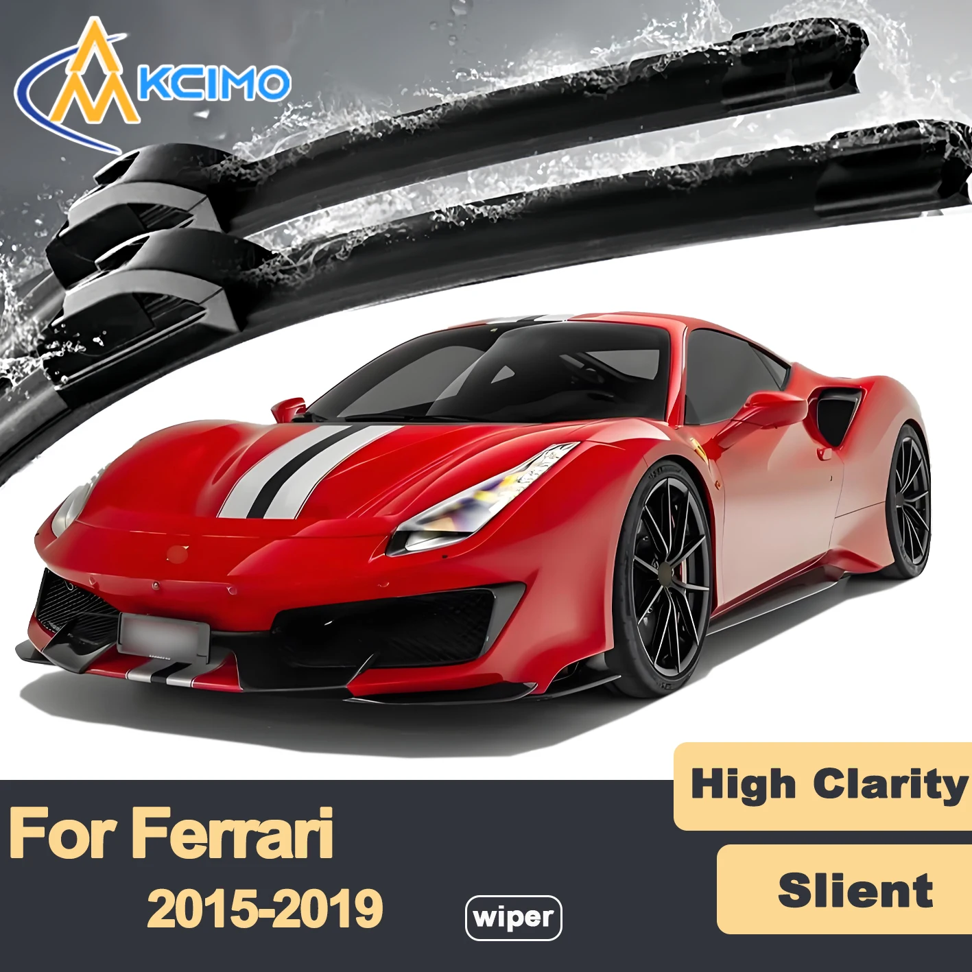 

Premium Rubber Durable Silent Windshield Wiper Blades 2pcs for Ferrari 488 Spider 488 Pista F142M 2015-2019
