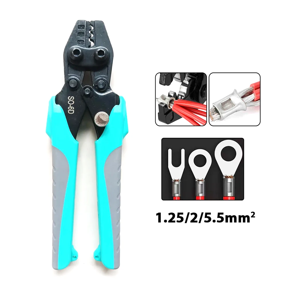 IWS-6 Crimper Plier Ratchet Crimping Tool for Non-Insulated Terminals 1.25/2/5.5mm² Polished Jaw Pressure Regulating De