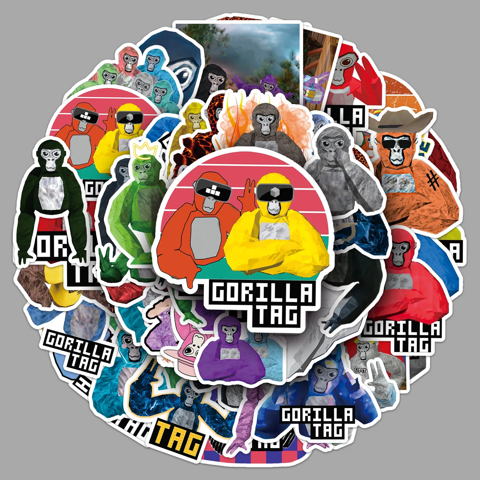 

50PCS Gorilla Tag Sticker VR Game Graffiti Cartoon Orangutan Decorative Notebook Phone Case Gift Waterproof Sticker Kids Toy