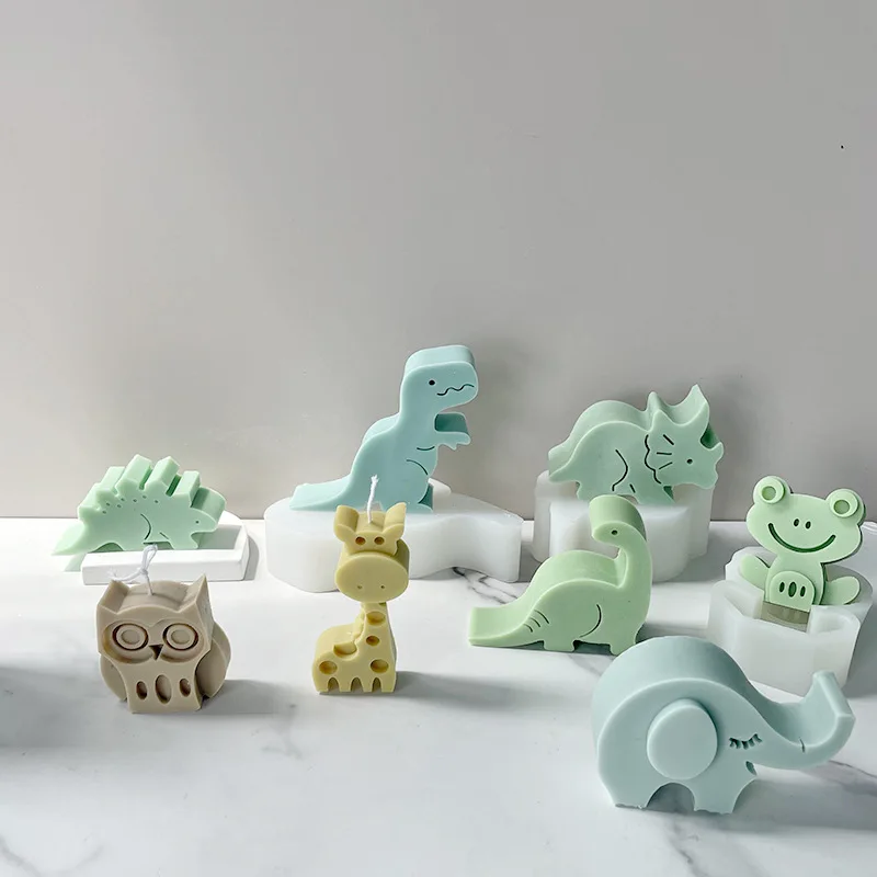 Dinosaur Silicone Mold Elephant Mold Cute Animals Scented Candle Giraffe Frog Mould Handmade Candles Making Arts