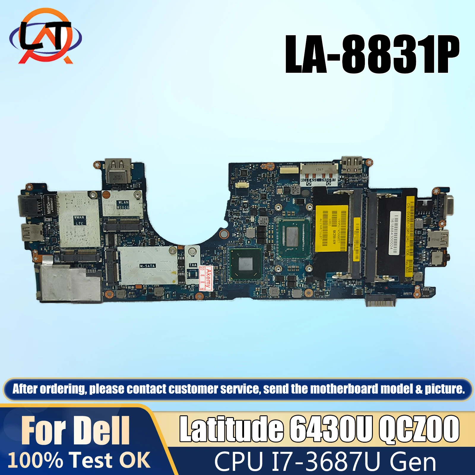 LA-8831P For Dell Latitude 6430U QCZ00 Laptop Motherboard 0JPWJ2 JPWJ2 Integrated Graphics With CPU I7-3687U Gen