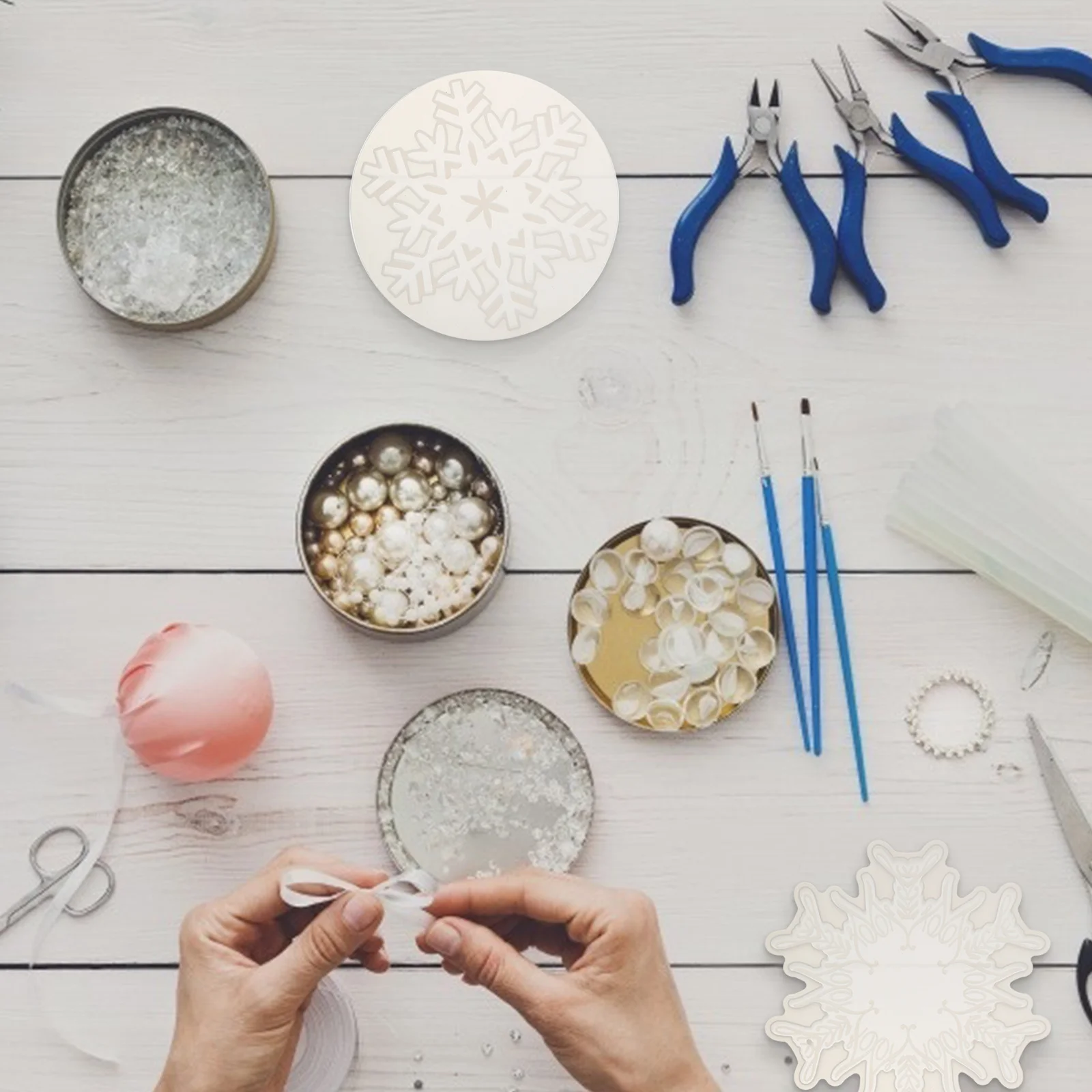 2 قطعة قالب حصيرة الكأس ندفة الثلج لتقوم بها بنفسك قوالب الايبوكسي مرنة شفافة سهلة التنظيف لديكور المنزل قالب كوستر ندفة الثلج