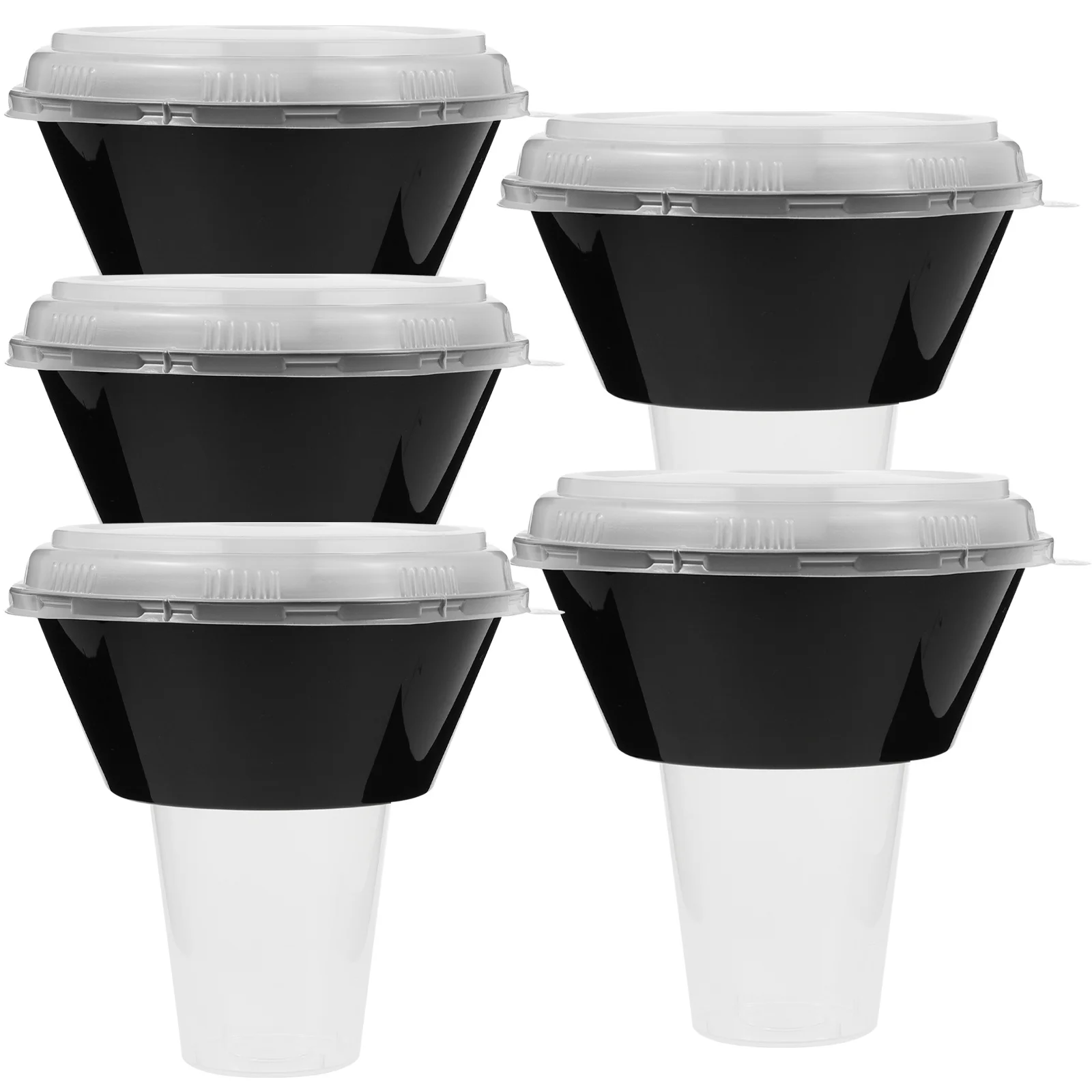 5 Juegos de tazas para aperitivos, tazas combinadas para bebidas, tazón de comida portátil, compacto, PP, grueso, gran capacidad, fácil de limpiar, uso diario para fiestas