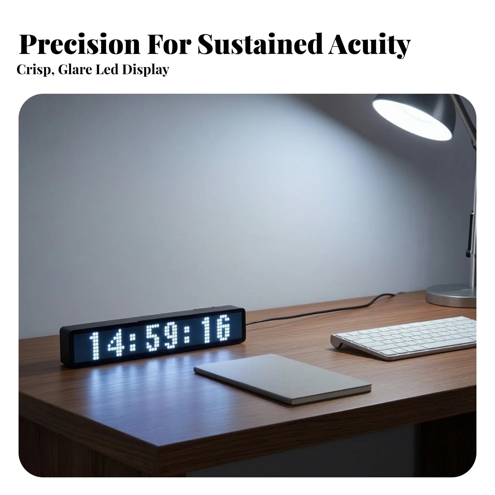 LED Digital Clock Aluminum Alloy WiFi Digital Clock Timepiece Slim Customizable for Office, Living Room