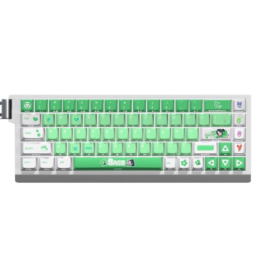 1 Set VALORANT Sage Keycaps PBT Dye Subbed Green Series Key Caps Cherry Profile Side Printed Backlit Keycap For 60/68/87/Made68