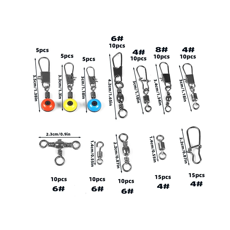 Коробка из 115-коннекторов для рыбалки, вертлюги в штучной упаковке, вертлюги для центральной пропуска, морская фасоль, окунь, форель, аксессуары для рыбалки