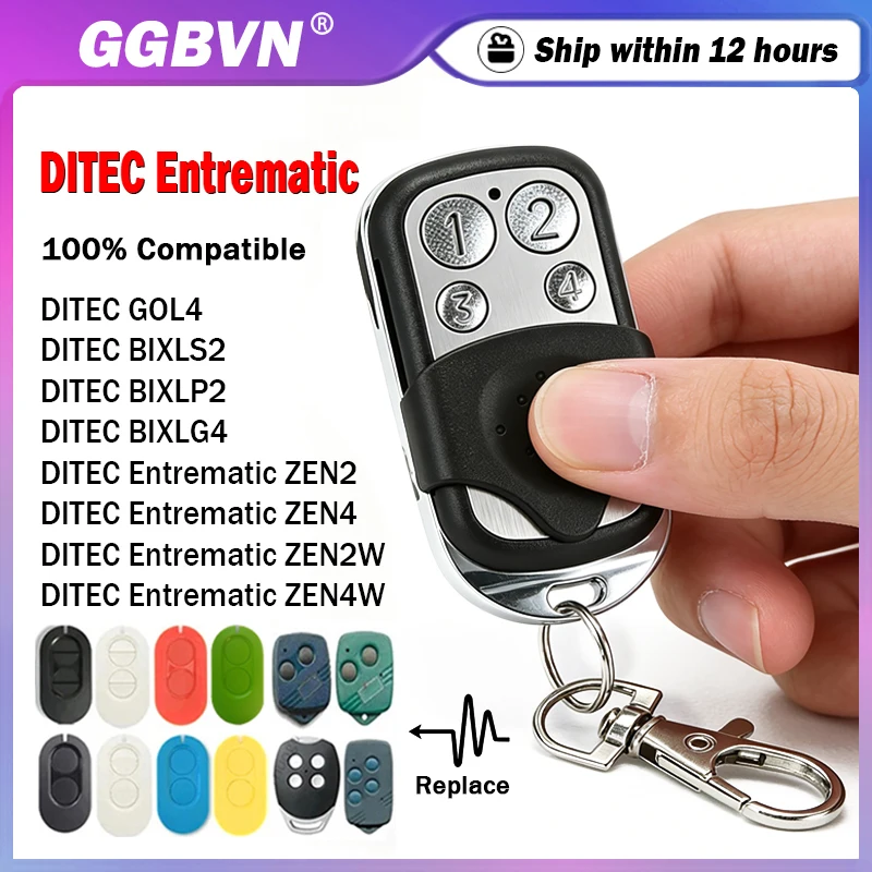 DITEC GOL4 BIXLG4 BIXLP2 BIXLS2 433.92MHz Garage Remote Control Entrematic ZEN ZEN2 ZEN4 ZEN2W ZEN4W Gate Control Transmitter