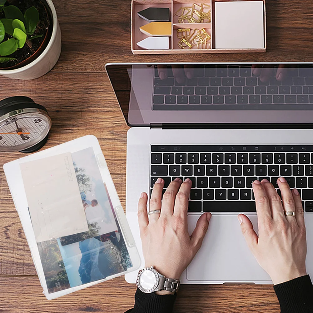 2 قطعة صناديق تخزين الملفات البلاستيكية A5 مع أغطية صندوق منظم المستندات الشفاف لمكتب المنزل والمدرسة استخدام مقاوم للماء متعدد الوظائف