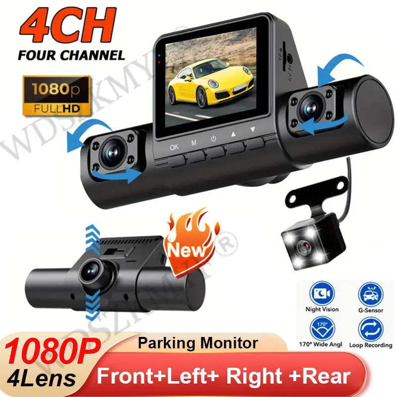 

3/4 Channels DashCam for Cars 1080P Full HD Video Recorder Left and Right Rear View Camera Car DVR Car Assecories Black Box