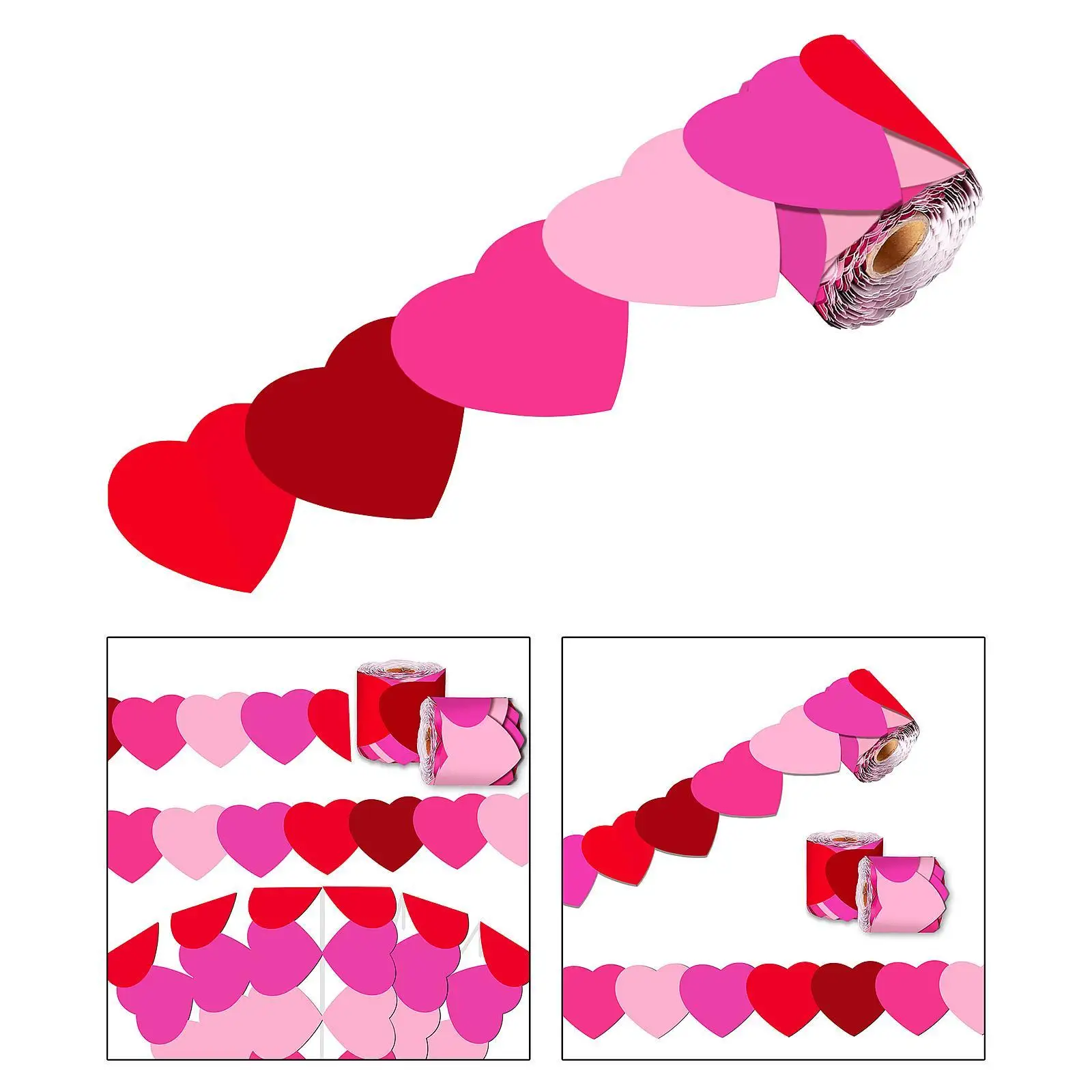 67.91ft Heart Shaped Border Trim for Bulletin Boards and Wall Displays