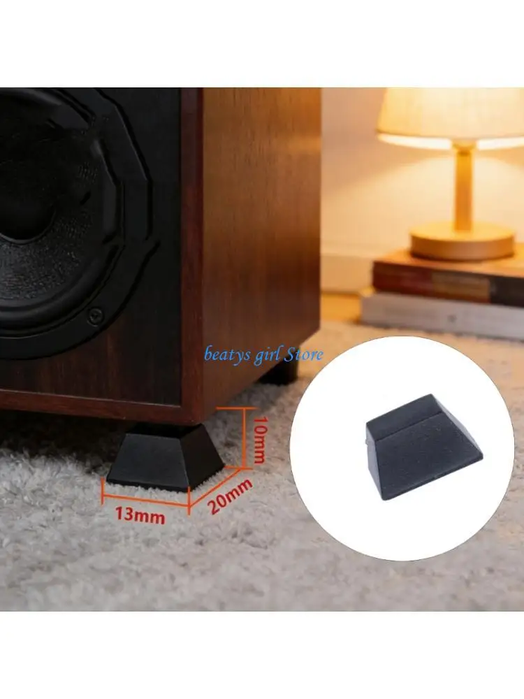 C7AB 8Pcs High Grip Trapezoidal Rubber Bases Prevent Speaker Shifting While Protecting Floor Texture