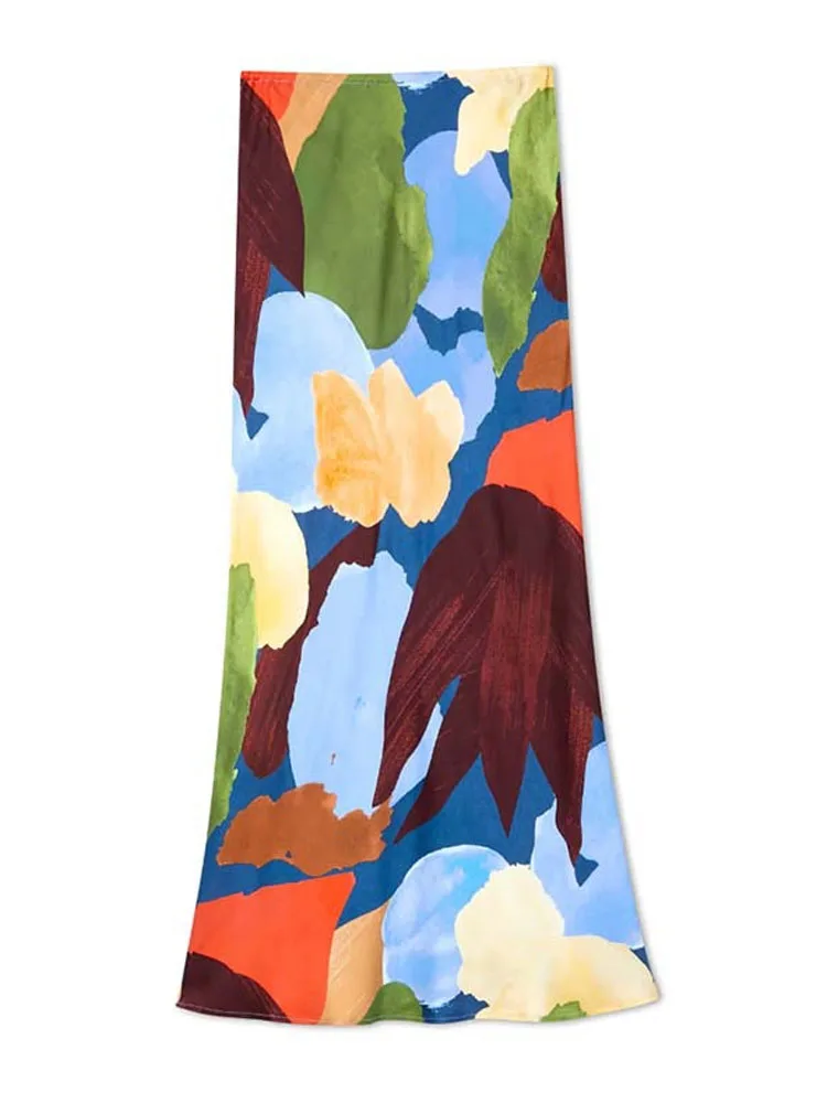 Frühling Casual Temperament Lange Röcke Herbst Elegante Muster Gedruckt Slim Fit Röcke 2025, Frauen Mode Hight Taille Halbe Röcke