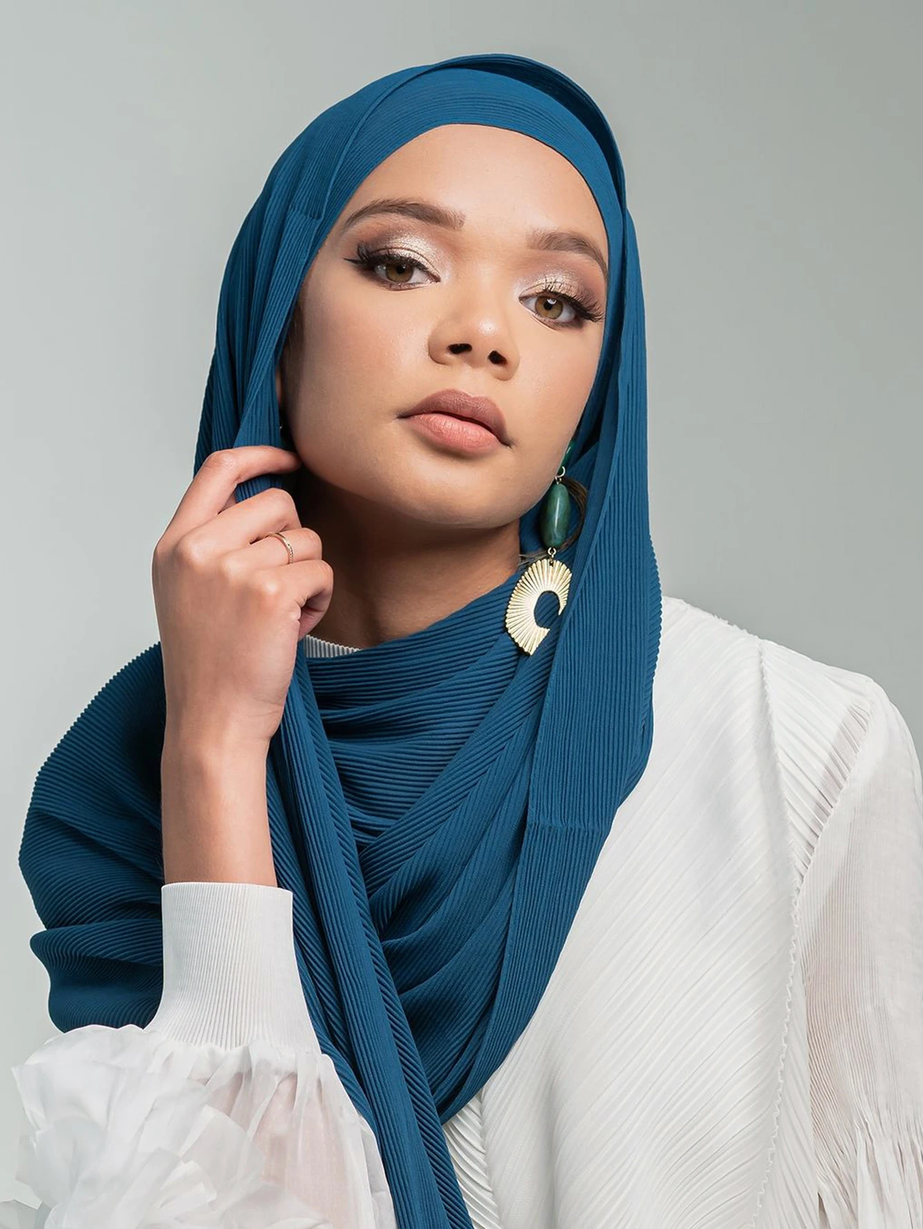 Pleated Chiffon Hijab Muslim Crinkle Scarf Solid Color Crepe Shawls Headband Islamic Wraps Foulard Femme Tudung Bawal