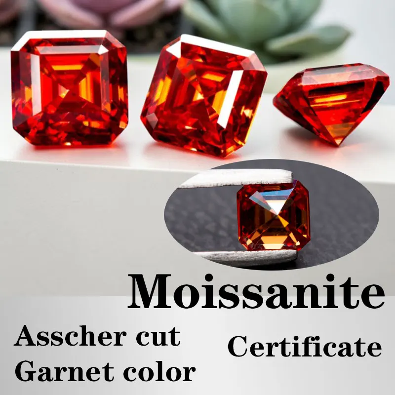 

Moissanite Asscher Cut Gatnet Color Certificate Artificial Gemstone VVS1 Unnatural