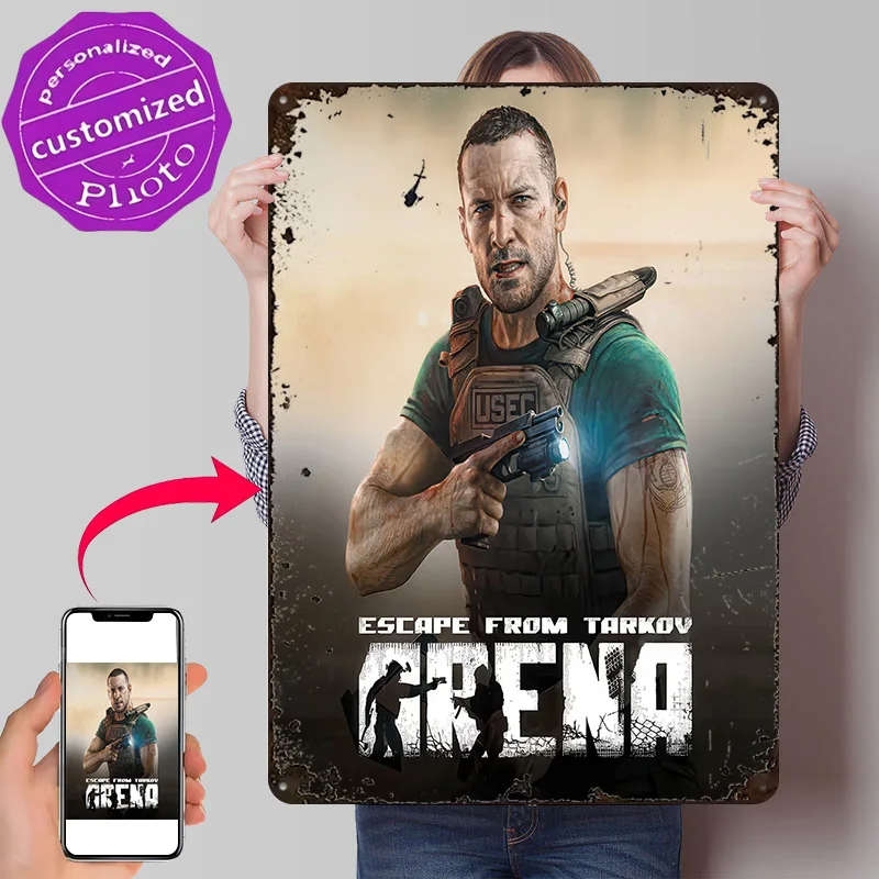 Escape From Tarkov: Arena Game Personalized 3D Textured Metal Poster Wall Art Vintage Tin Signs for Decor Luxury Room Ornaments