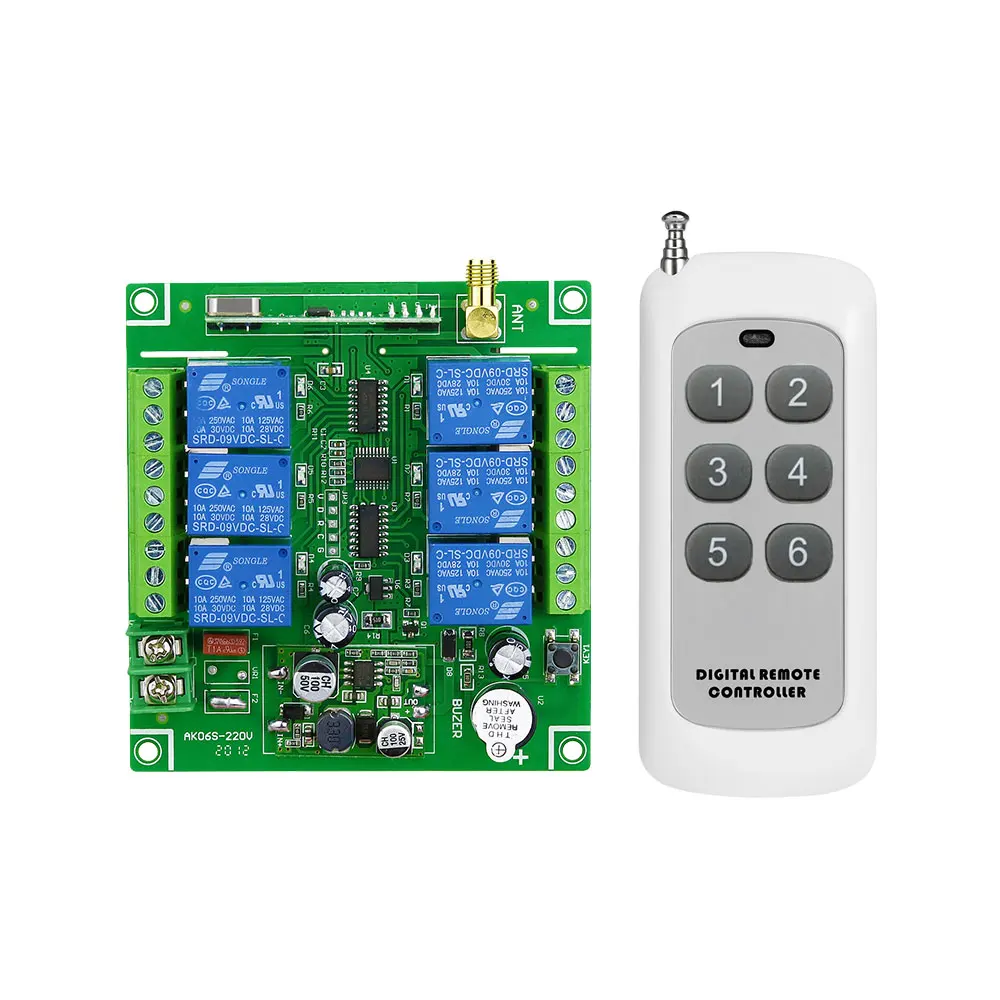 

433MHz DC 12V-24V 6 Channels Wireless Remote Controller Switch Low Power Consumption Motor Industry Control