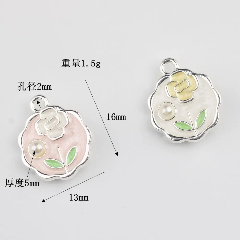 10Pcs/lot Simple Alloy Pearl Inlay Monet Garden Round Pendant for DIY Bracelet Necklace