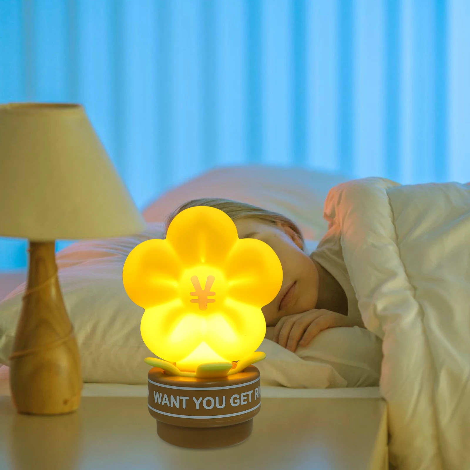 

Usb Rechargeable Silicone Night Lamp Cartoon Flower Shaped Bedside Light Cute Decorative Ambient Lamp For Bedroom Dorm Home
