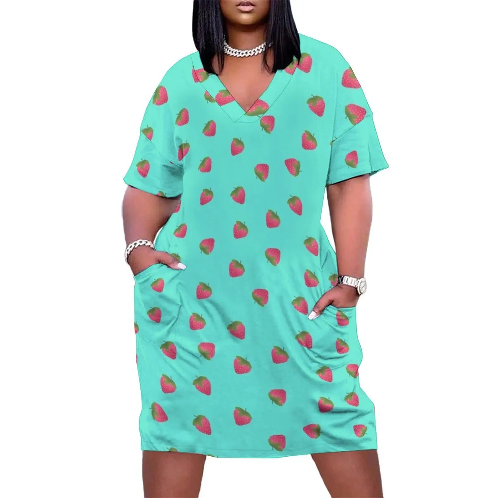 Strawberry Dress Pattern Loose Pocket Dress Beachwear birthday dress for women women party dresses