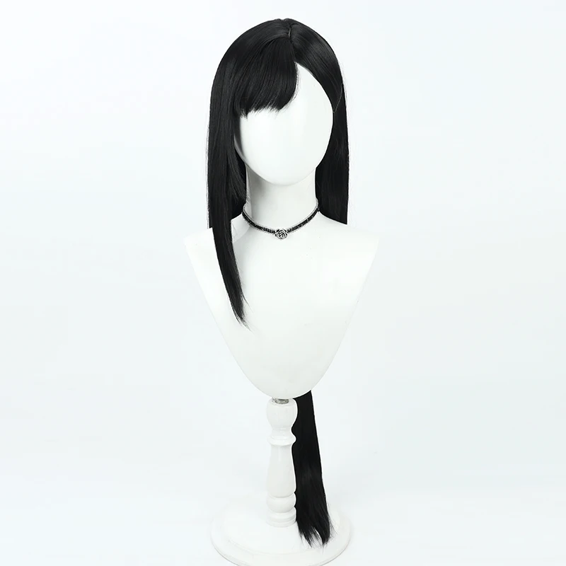 Final Fantasy VII Tifa Lockhart Cosplay Wig 100cm Long Natural Black Straight Side Parting Styled Synthetic Hair Wig