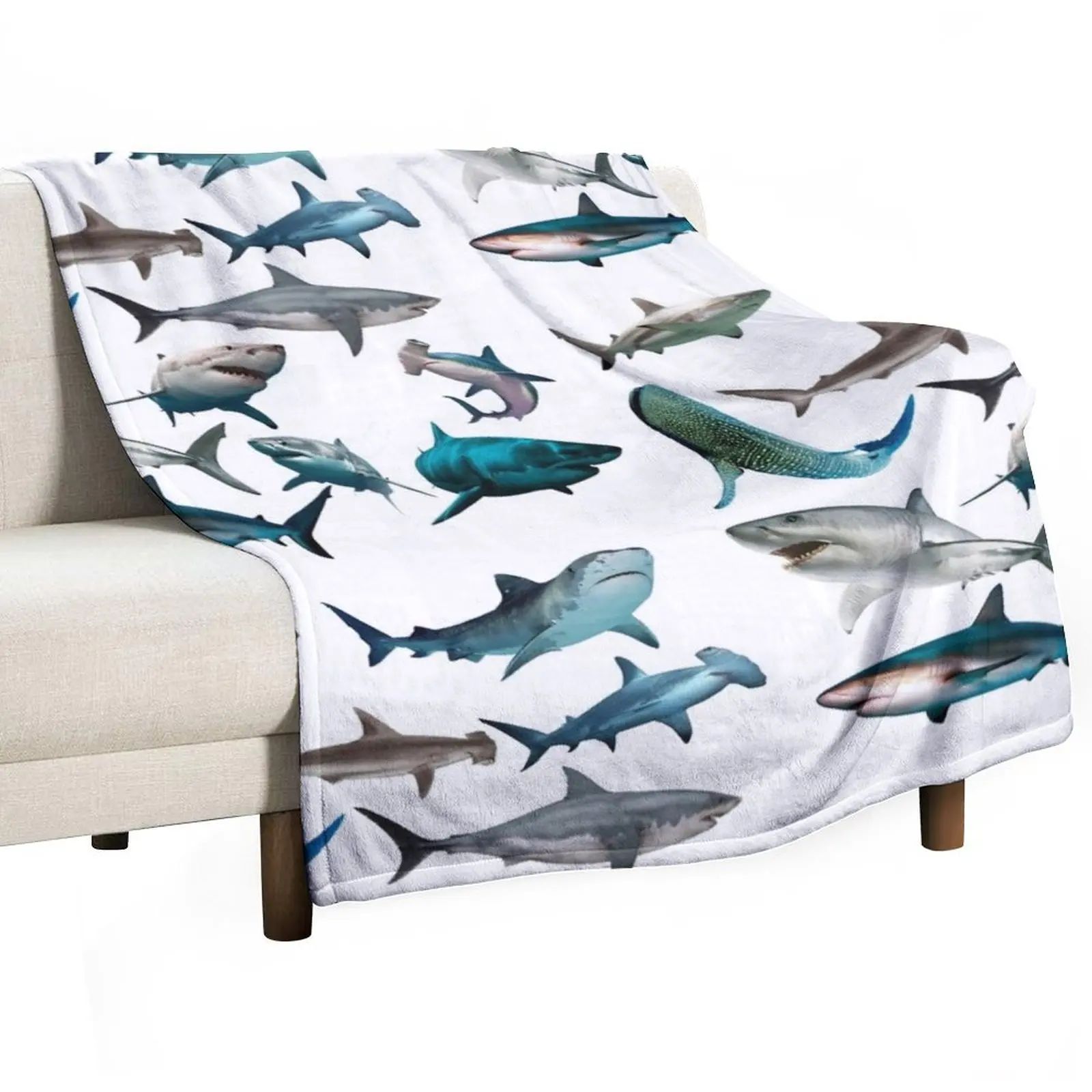 Sharks Throw Blanket Tourist Decorative Sofa Cute Plaid wednesday Camping For Decorative Sofa Blankets