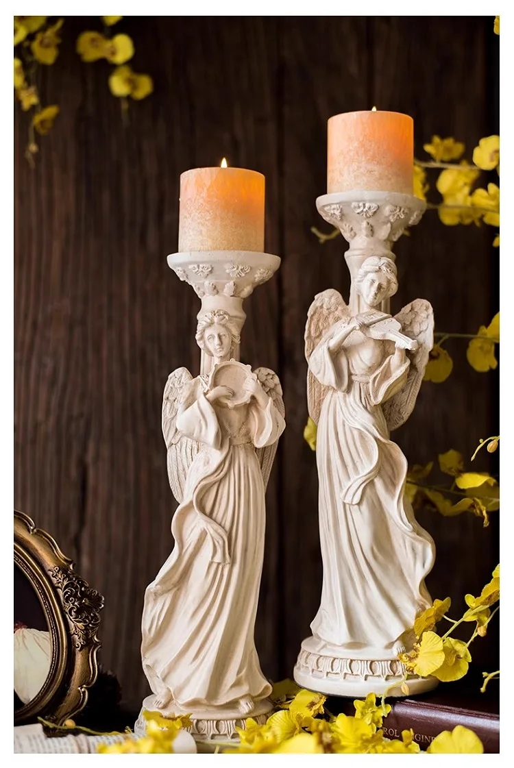 

37cm/Retro Athens Goddess Sculpture Candlestick Candlestick American style foyer desktop romantic Roman column ornament