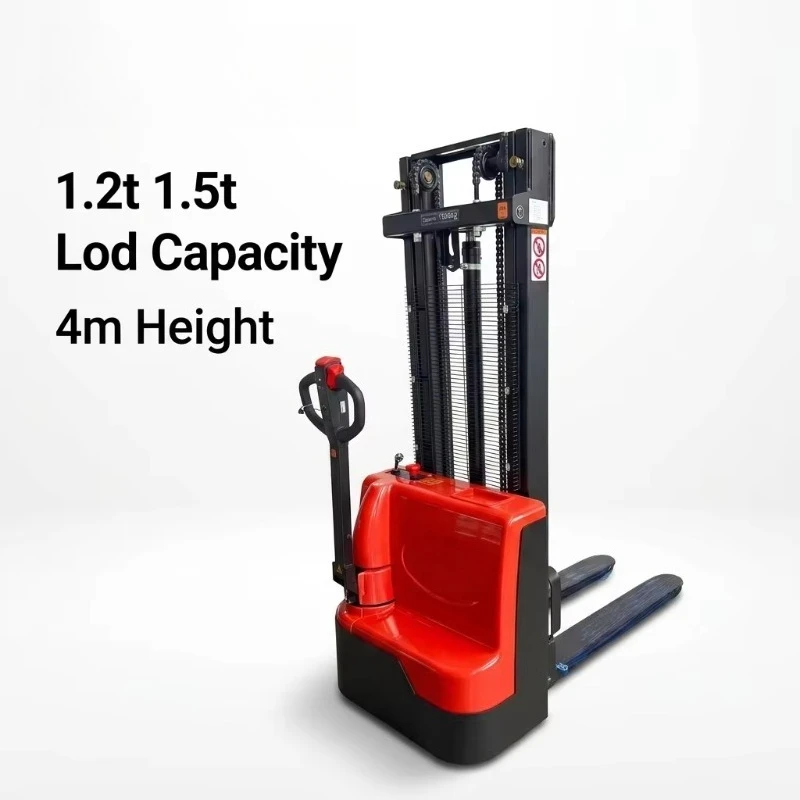 1200/1500KG Capacity Walkie Electric Stacker 3-4m Lifting Height Narrow & Straddle Leg Warehouse Heavy Duty Forklift