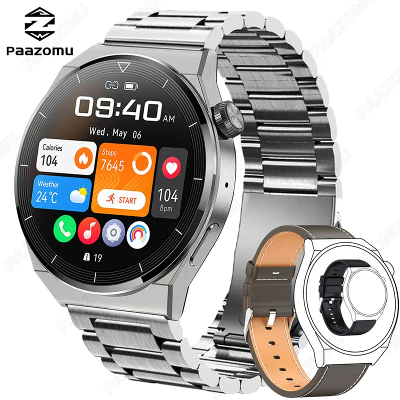 

SmartWatch For HUAWEI 2023 New GT3 Pro NFC Smart Watch Men AMOLED 390*390 HD Screen Heart Rate Bluetooth Call IP68 Waterproof